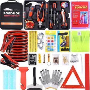 Emergency Roadside Car Kit  with Jumper Cables, Handheld Toolkit